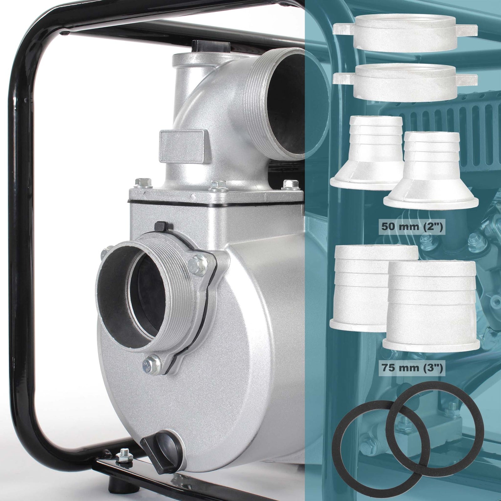 Wiltec Pompe D’Essence Eaux Usées Pompe À Eau 4Kw 48M³/H Pompe Jardin À Moteur