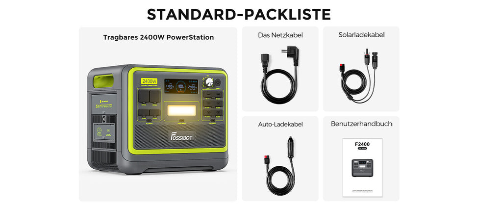 Fossibot Portátil Reino Unido-Powerstation F2400 2048Wh 2400W 4800Wpeak Generador Solar BT