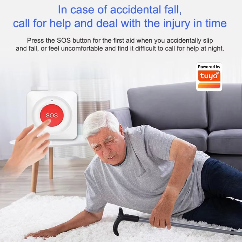 Tuya Smart Wireless SOS Emergency Call Button Wifi/Zigbee Button for Elderly Children Patients Safety Alert and Assistance