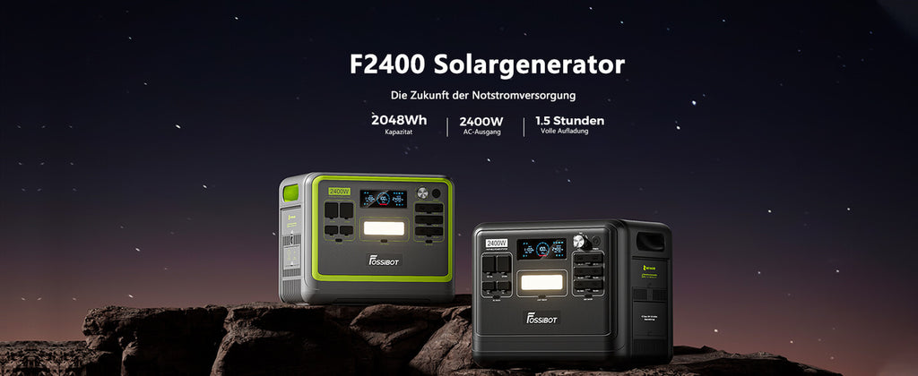 Fossibot Portátil Reino Unido-Powerstation F2400 2048Wh 2400W 4800Wpeak Generador Solar BT