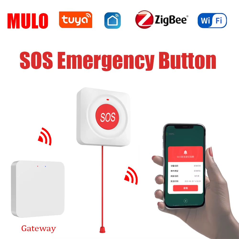 Tuya Smart Wireless SOS Emergency Call Button Wifi/Zigbee Button for Elderly Children Patients Safety Alert and Assistance