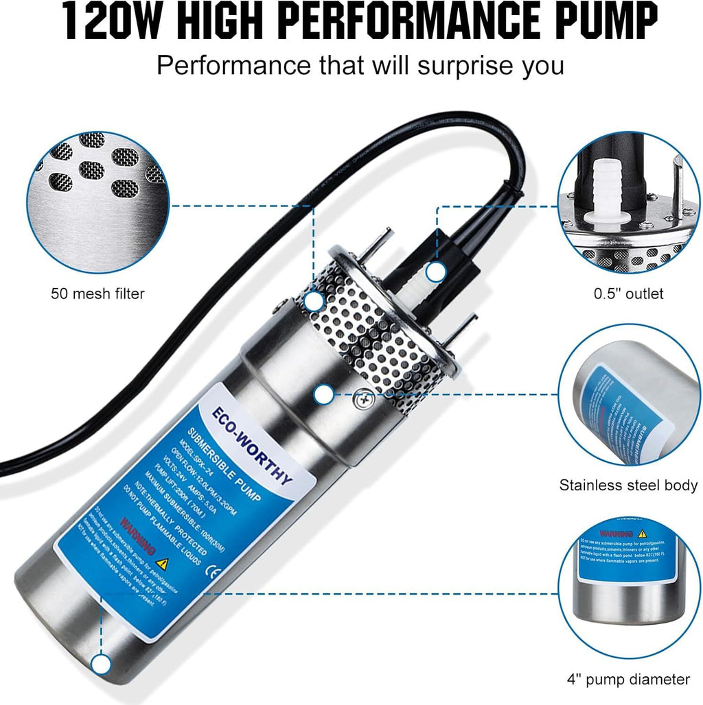 Kit Bomba De Agua Solar 12V Panel Solar Para Granja/Jardín Riego/Drenaje