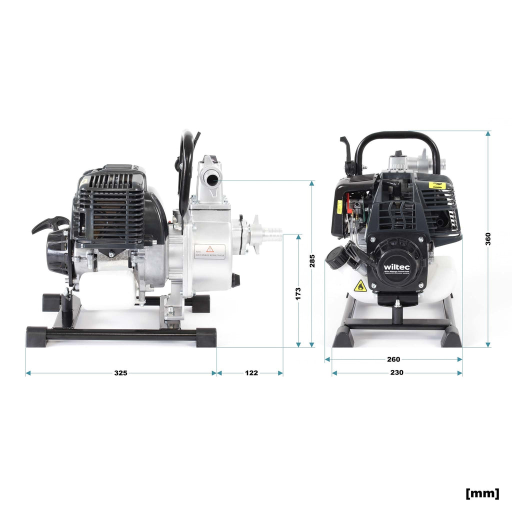 Wiltec Pompa Dell'Acqua a Benzina 1Kw 6.500 Rpm Pompa Da Giardino 8.000L/H