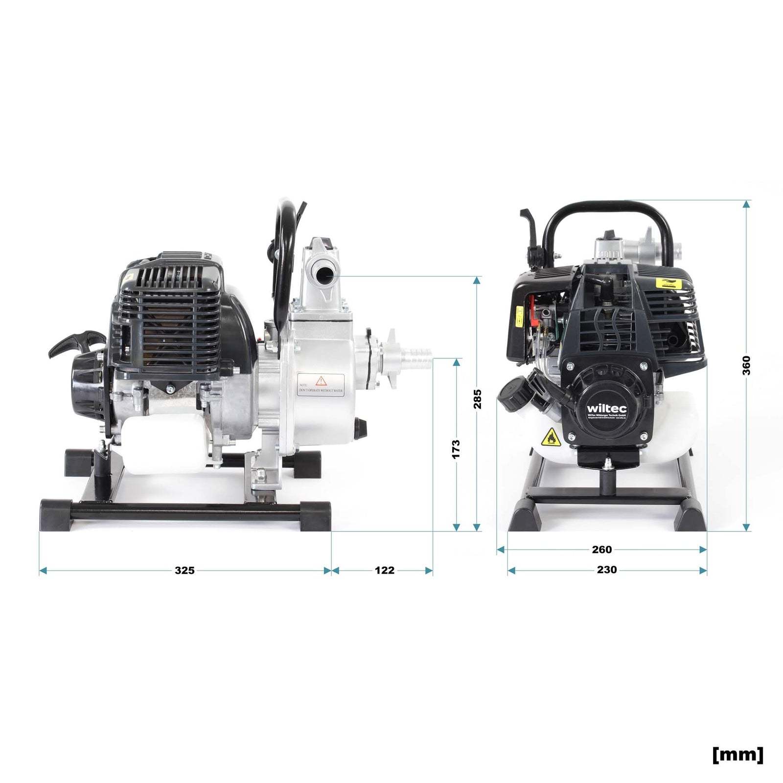Wiltec Pompa Dell'Acqua a Benzina 1Kw 6.500 Rpm Pompa Da Giardino 8.000L/H