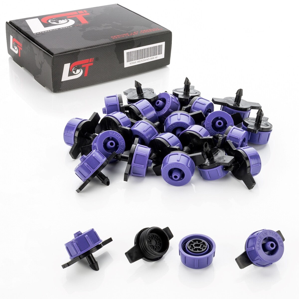 25X Micro Dripper Mini Goteador Jardín Riego Regulado De Presión Lila 12L/H