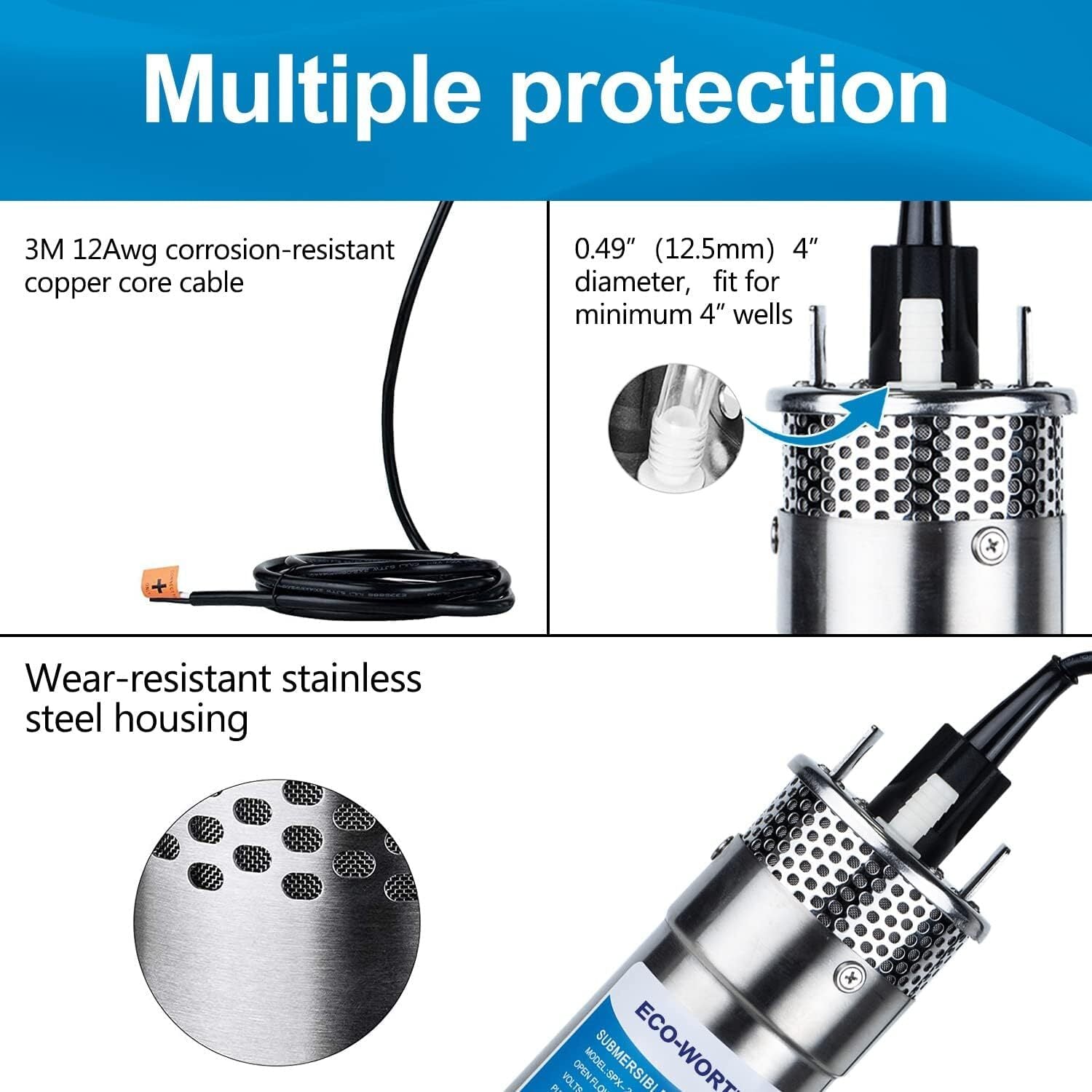 Kit Bomba De Agua Solar 12V Panel Solar Para Granja/Jardín Riego/Drenaje