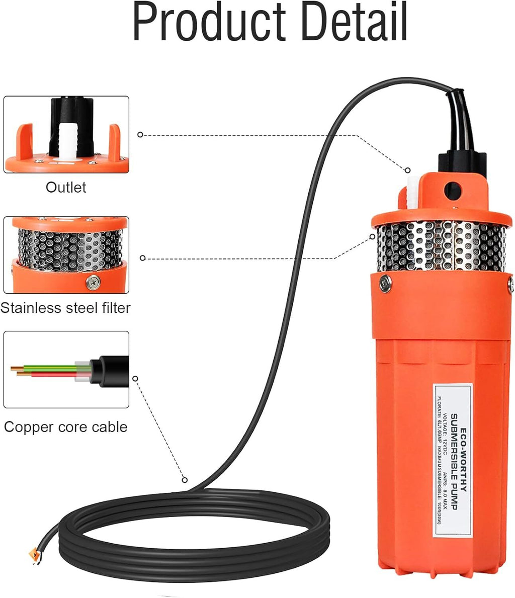 Kit Bomba De Agua Solar 12V Panel Solar Para Granja/Jardín Riego/Drenaje