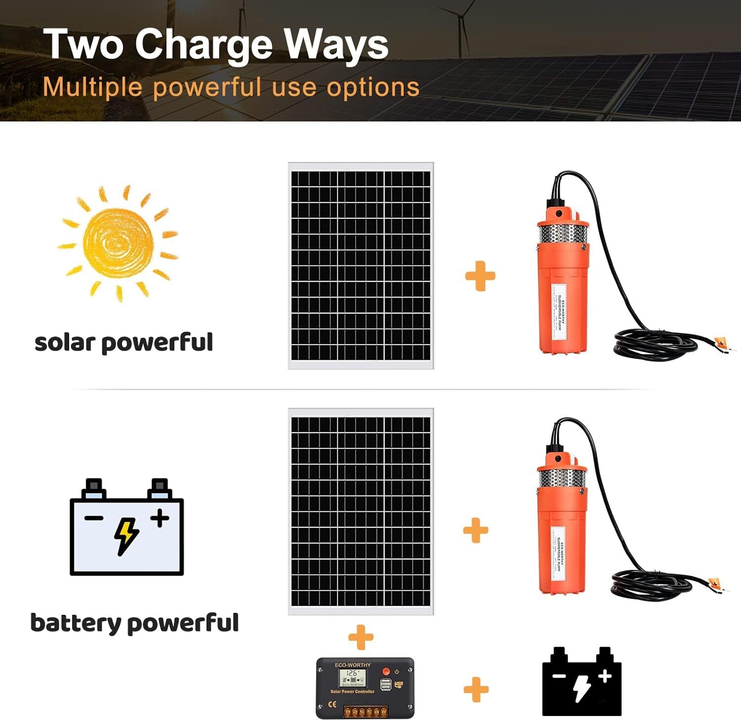 Kit Bomba De Agua Solar 12V Panel Solar Para Granja/Jardín Riego/Drenaje