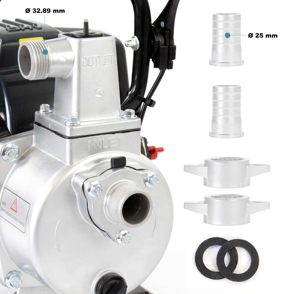 Wiltec Pompa Dell'Acqua a Benzina 1Kw 6.500 Rpm Pompa Da Giardino 8.000L/H