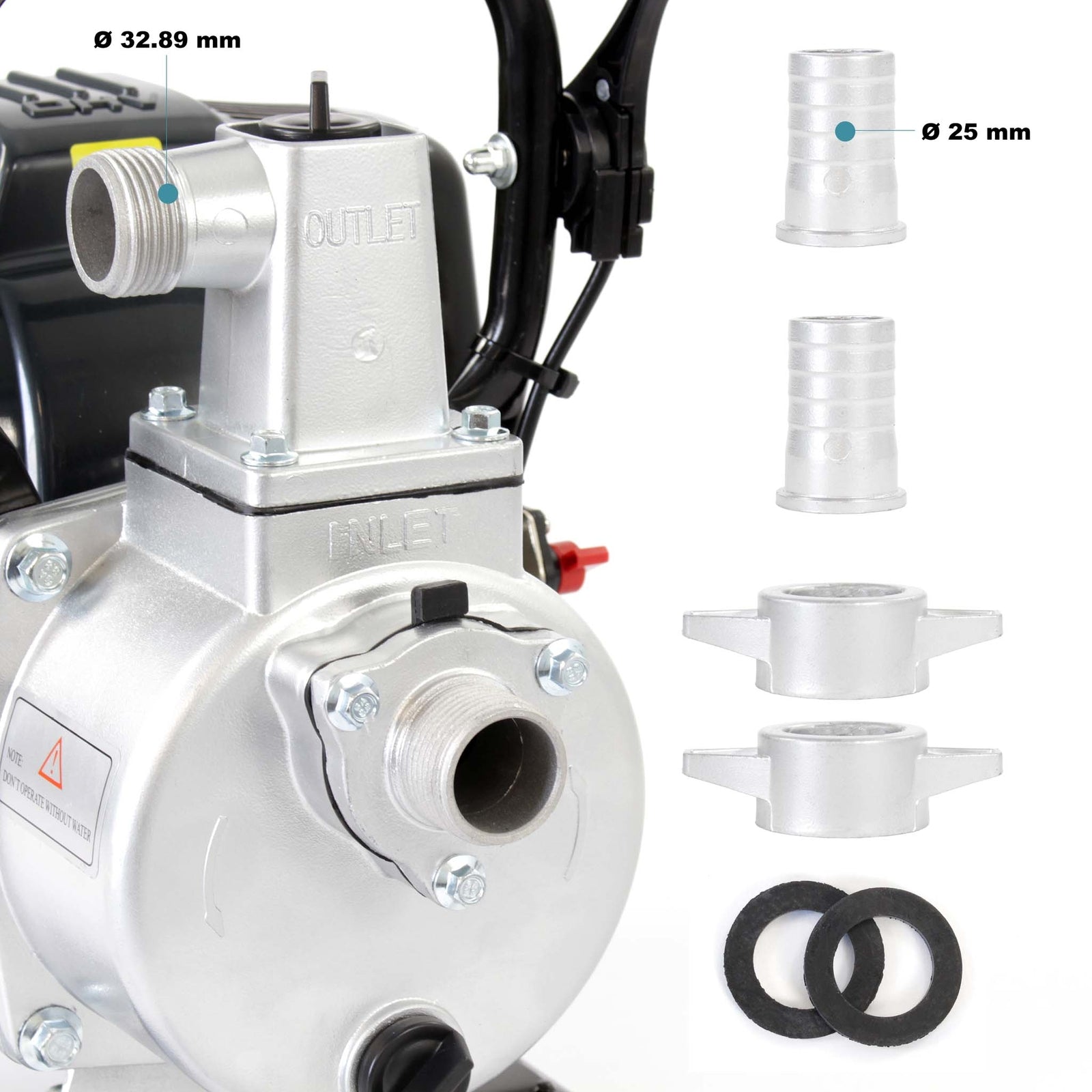 Wiltec Pompa Dell'Acqua a Benzina 1Kw 6.500 Rpm Pompa Da Giardino 8.000L/H