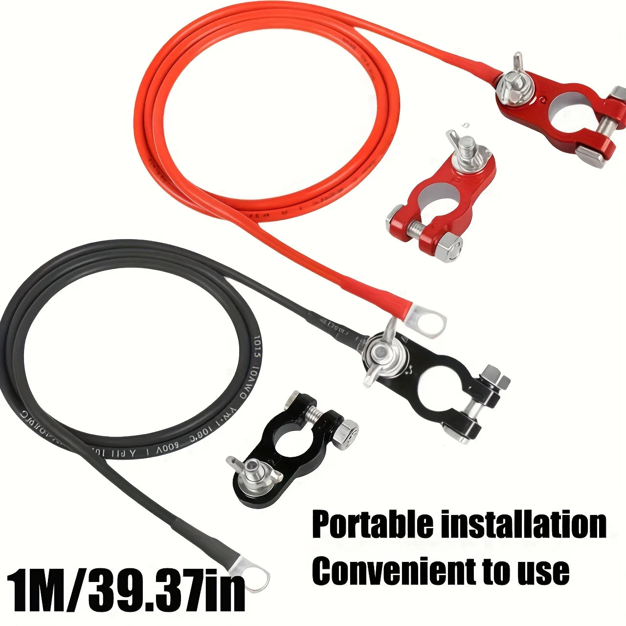 10AWG Battery Inverter Cable with Ring-Shaped Terminal Connector Automotive Battery Connection Cable for Cars Trucks Motorcycles
