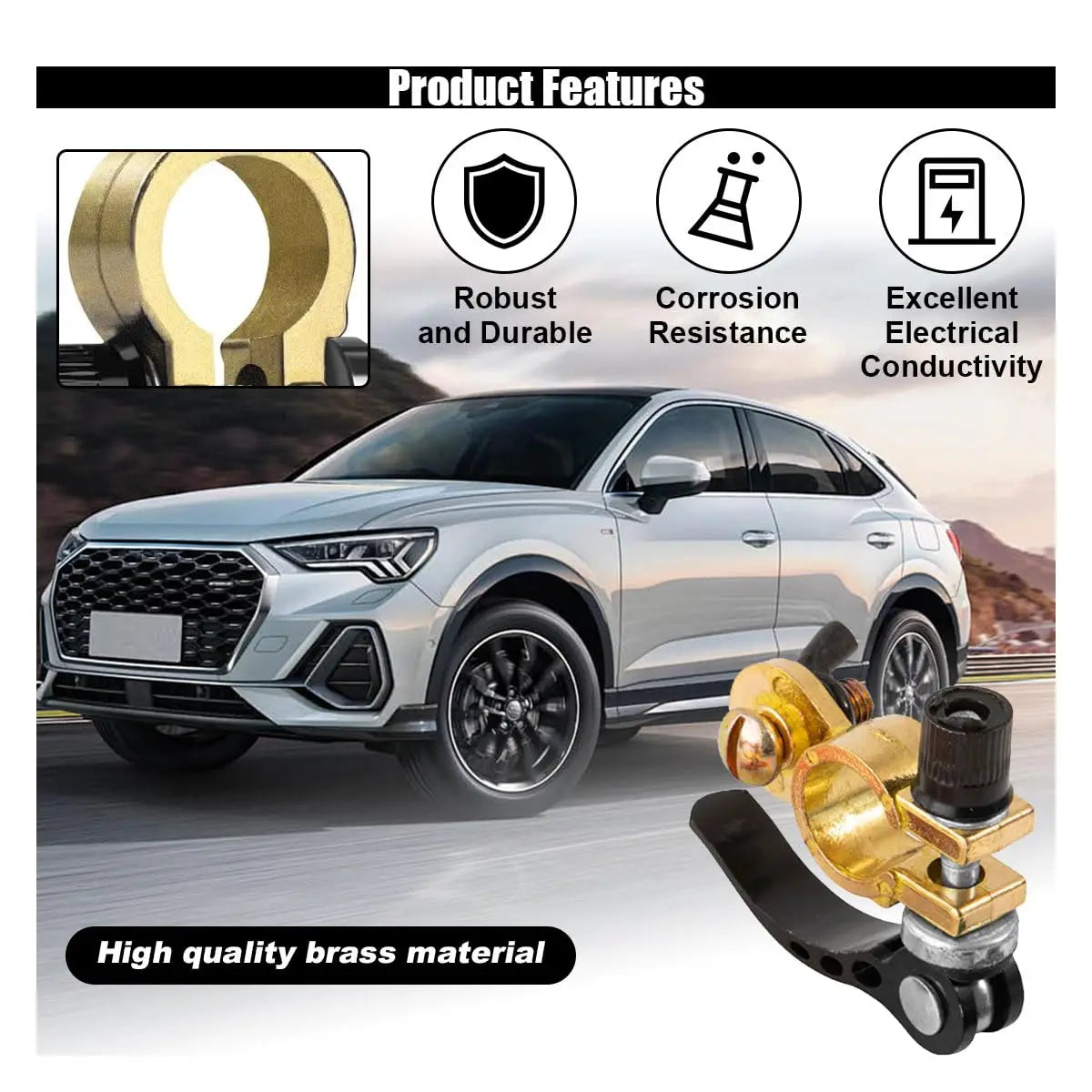 Universal10Awg Battery Inverter Cable Kit with Terminal Connector and Post Cleaner for RV Cars Solar Energy Motorcycles Trucks -