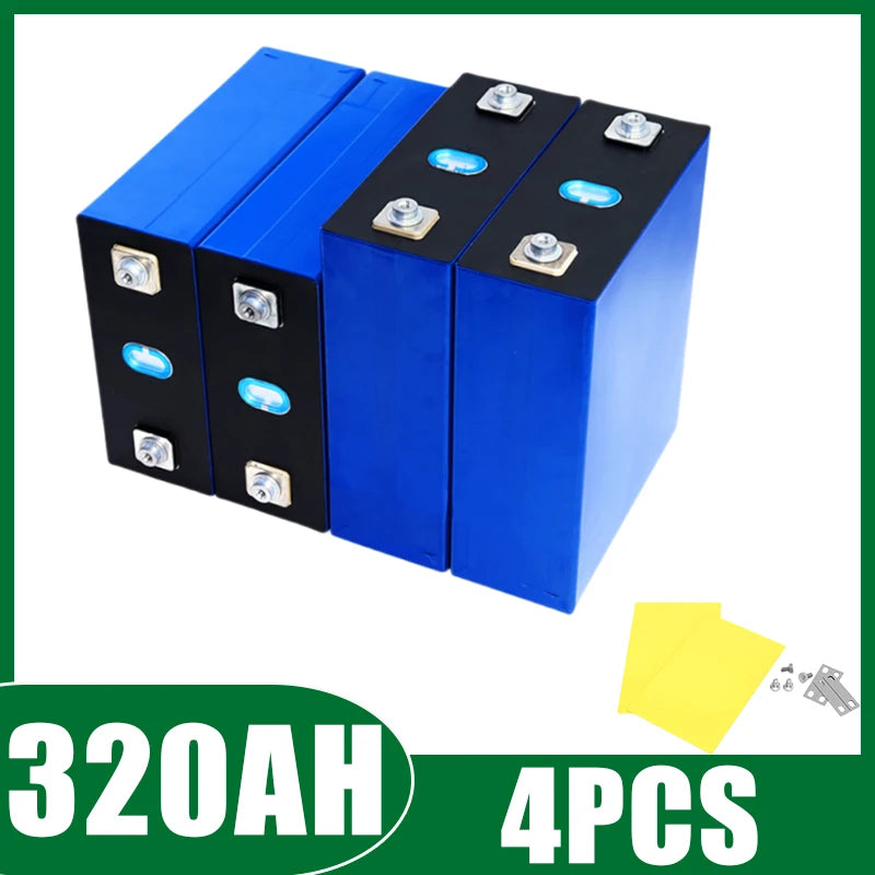4Pcs 3.2V 340Ah 320Ah 280Ah 200Ah 120Ah 32Ah Lifepo4 Rechargeable Battery 12V Lithium Iron Phosphate Solar Cell Grade a Tax Free