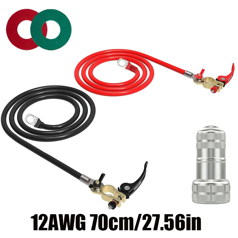 Universal10Awg Battery Inverter Cable Kit with Terminal Connector and Post Cleaner for RV Cars Solar Energy Motorcycles Trucks -