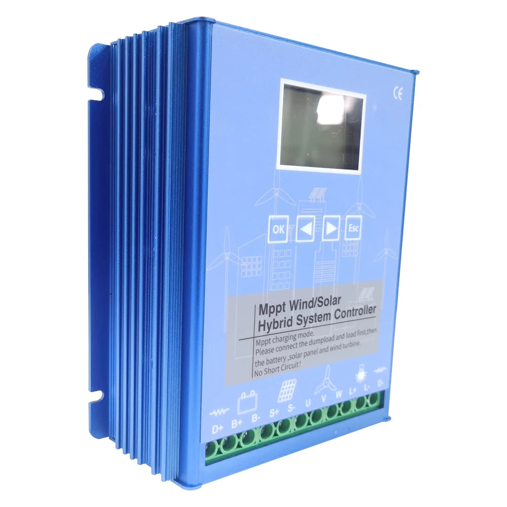 120A 12V 24V 48V Hybrid Charge Controller for Wind Turbine Solar Panels 1000W 2000W Lithium Lifepo Battery MPPT Regulator Light