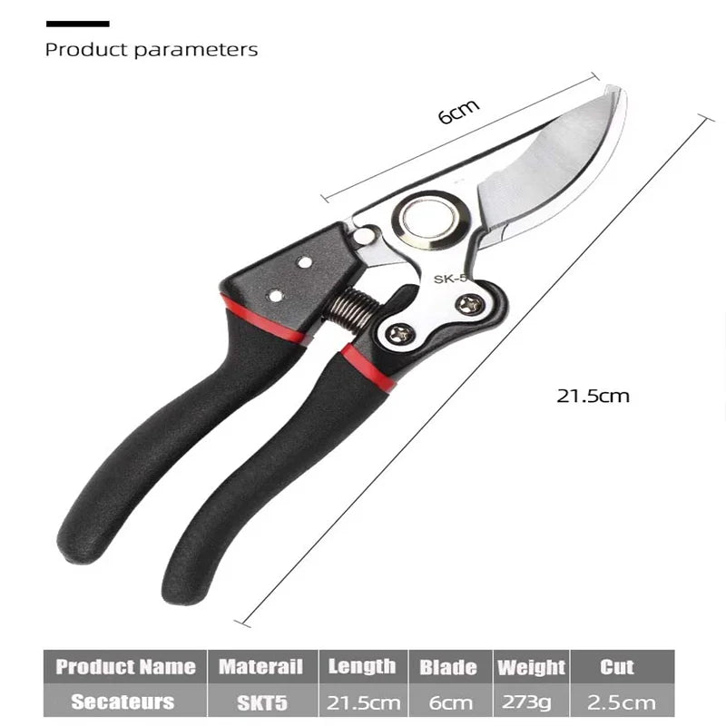 SK5 Steel Garden Hand Pruner Orchard Shears Durable Tree Trimming Tool for Pruning Fruit Trees - Garden Cutting Tools