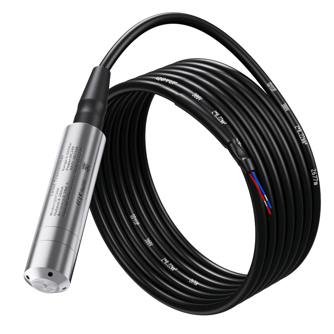 1M 2M 3M 5M 10M 15M Liquid Level Sensor Transmitter 4-20Ma 0-10V 0-5V Probe Hydrostatic Level Transmitter for Water Tank