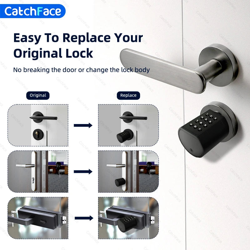 Catchfcae New Adjustable Replacement Ttlock APP Fingerprint FRID Card Password Cylinder Electronic Smart Door Lock Digital