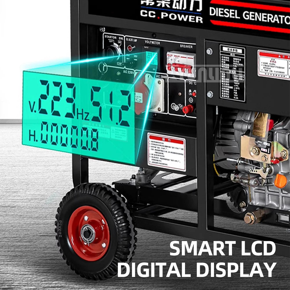 5.5Kw Diesel Generator Single-Phase 220V Three-Phase 380V Household Power Outage Self Starting Electric Generator 12L