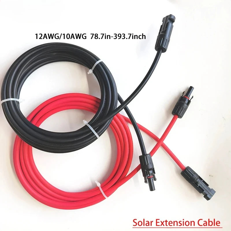 Solar Panel Cable Wire Extension PV Cable DC Rated 2.5Mm² 4Mm² 6Mm² 12AWG 14AWG 10AWG with Solar Connectors Plugs