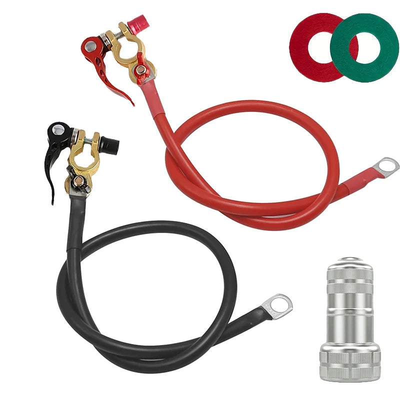 Universal10Awg Battery Inverter Cable Kit with Terminal Connector and Post Cleaner for RV Cars Solar Energy Motorcycles Trucks -
