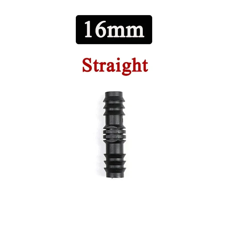 tubo de PE para invernadero 16 20 25 mm tapón de codo recto en T accesorio de tubería de riego Micro accesorios de riego por pulverización