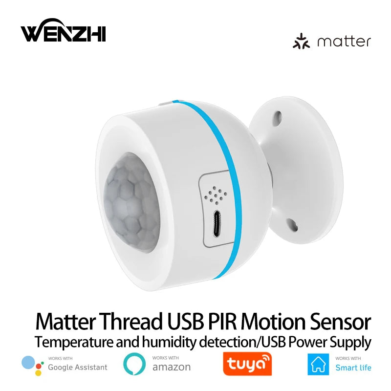 Matter Motion Sensor PIR Human Body Move with Temperature and Humidity Detector USB 5V/Batterytuya Samrt Life Home Automation