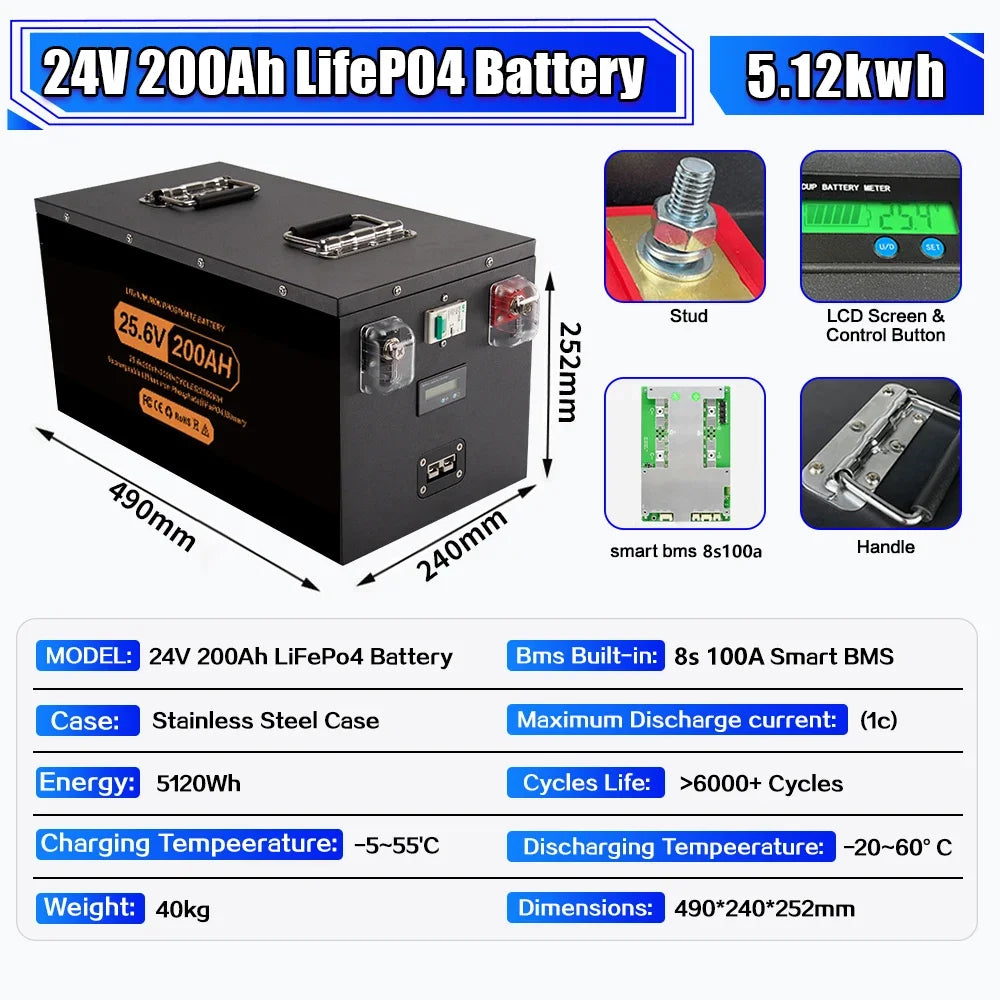 Brand New Lifepo4  Lifepo4 Lithium Battery 100A BMS 6000+ Cyclic for Inverter Solar RV No Tax