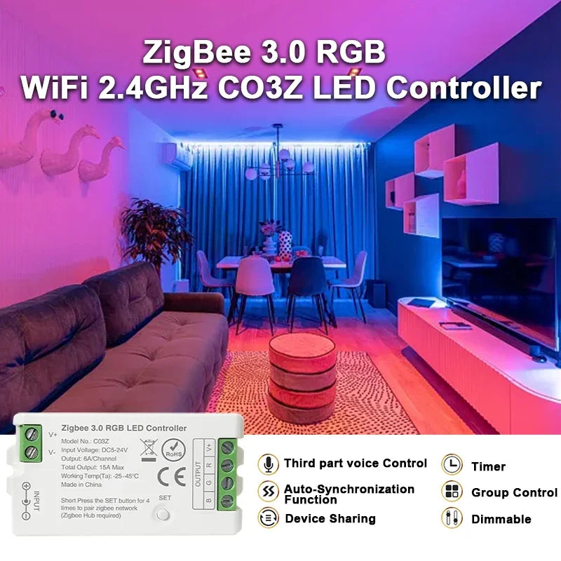 Zigbee 3.0 LED Controller for Dim CCT RGB RGBW RGBCCT LED Strip DC5V-24V Wifi BT Remote Bridge Tuya Alexa Gateway Voice Control