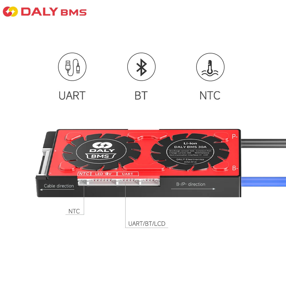Daly Smart BMS Lifepo4 15S 16S 48V 60A APP BMS Bluetooth UART Port Solar Energy Inverter Power Bank