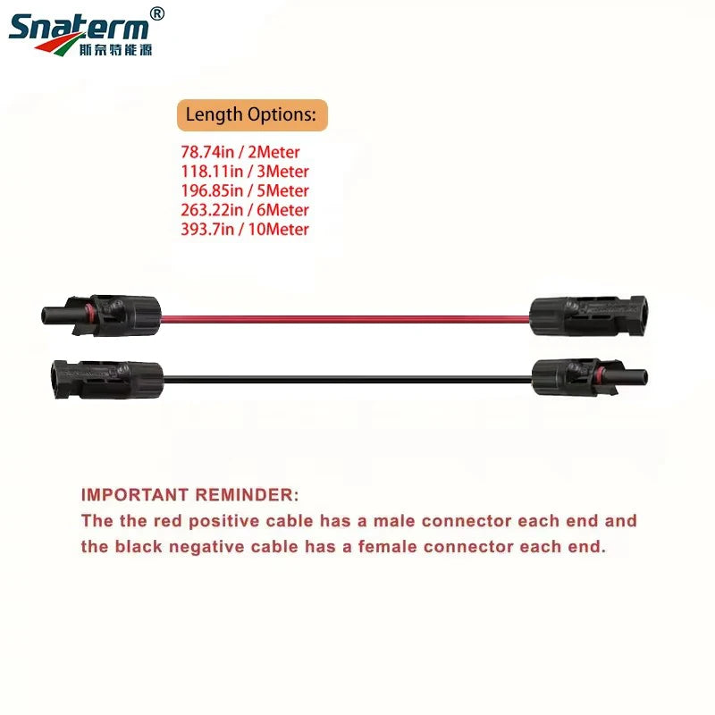 Solar Panel Cable Wire Extension PV Cable DC Rated 2.5Mm² 4Mm² 6Mm² 12AWG 14AWG 10AWG with Solar Connectors Plugs
