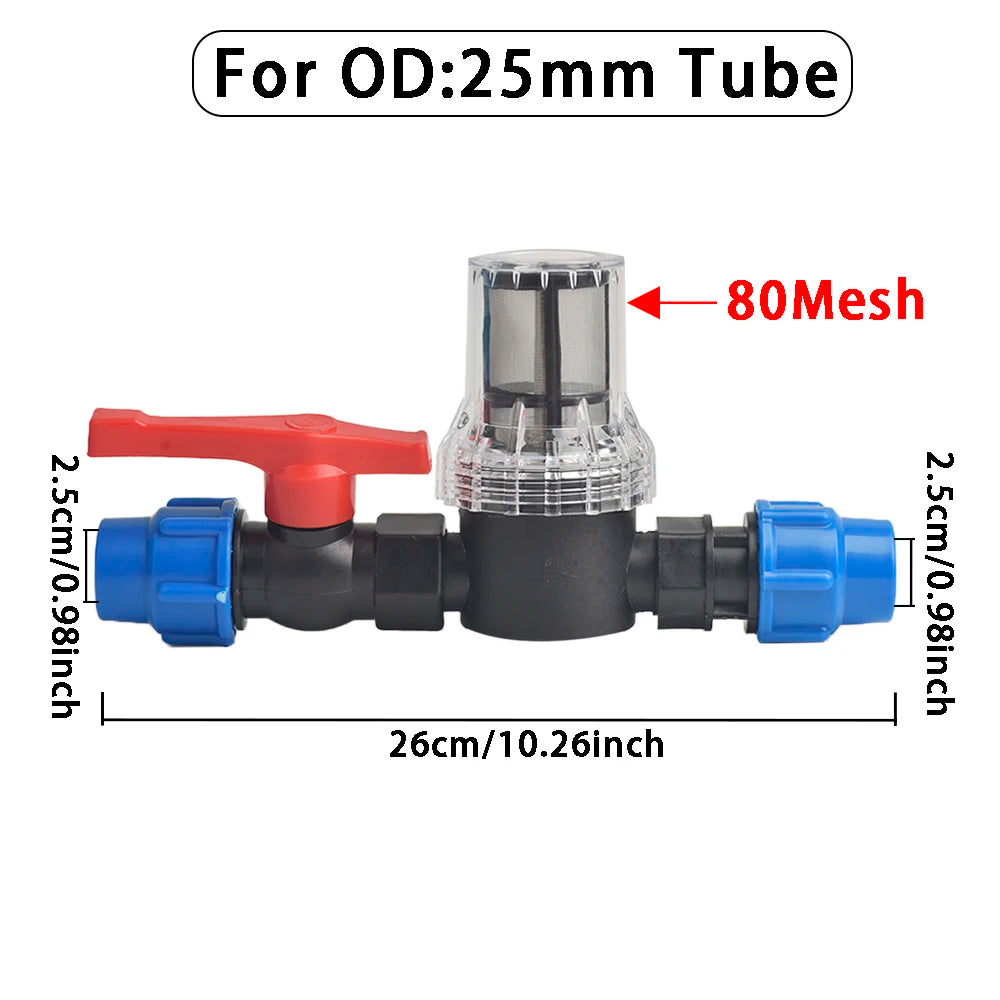 Quick-Connect Garden Irrigation System with 80/200 Mesh Filter - Durable PE PVC Pipe 25Mm 32Mm, Ideal for Gardens & Farms