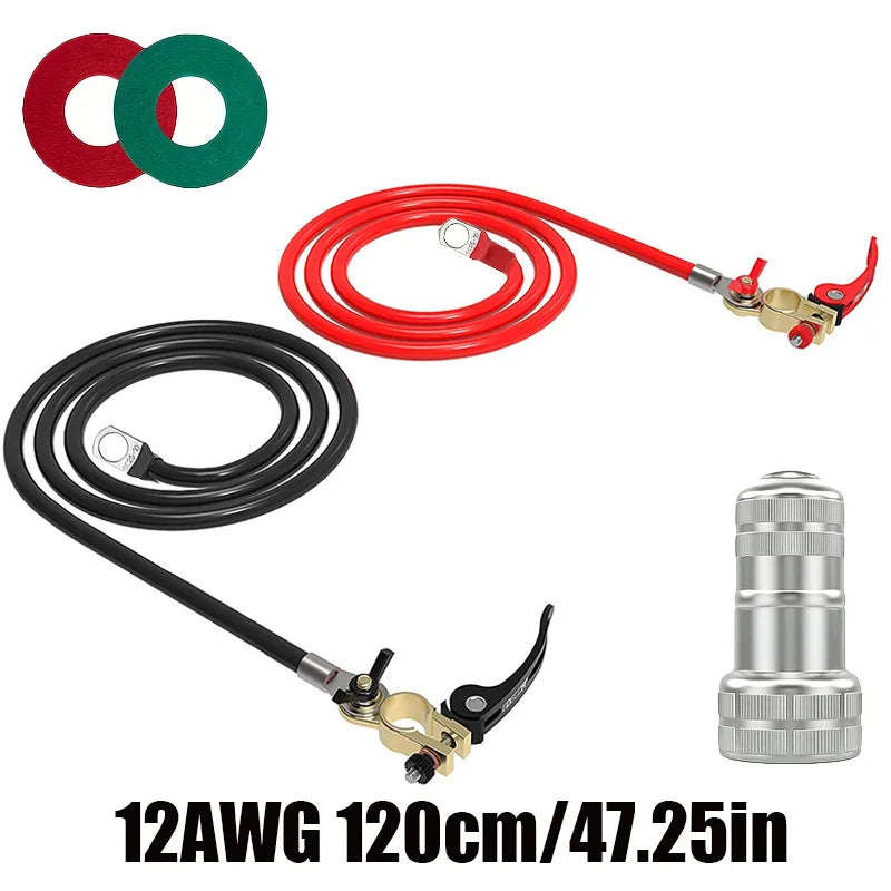 Universal10Awg Battery Inverter Cable Kit with Terminal Connector and Post Cleaner for RV Cars Solar Energy Motorcycles Trucks -