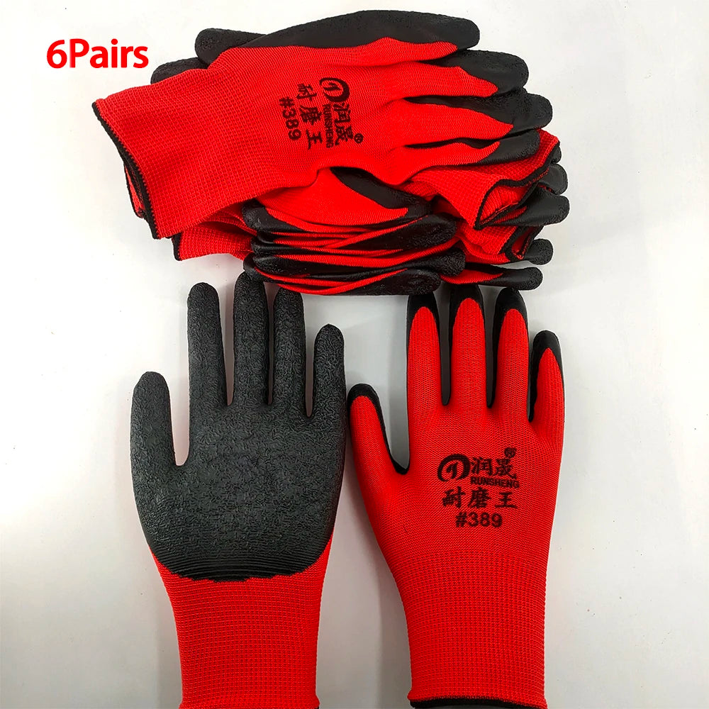 6 Pairs Work Gloves Resistant anti Slip Professional Working Protective Gloves Men Women Gardening Construction Mechanic Factory