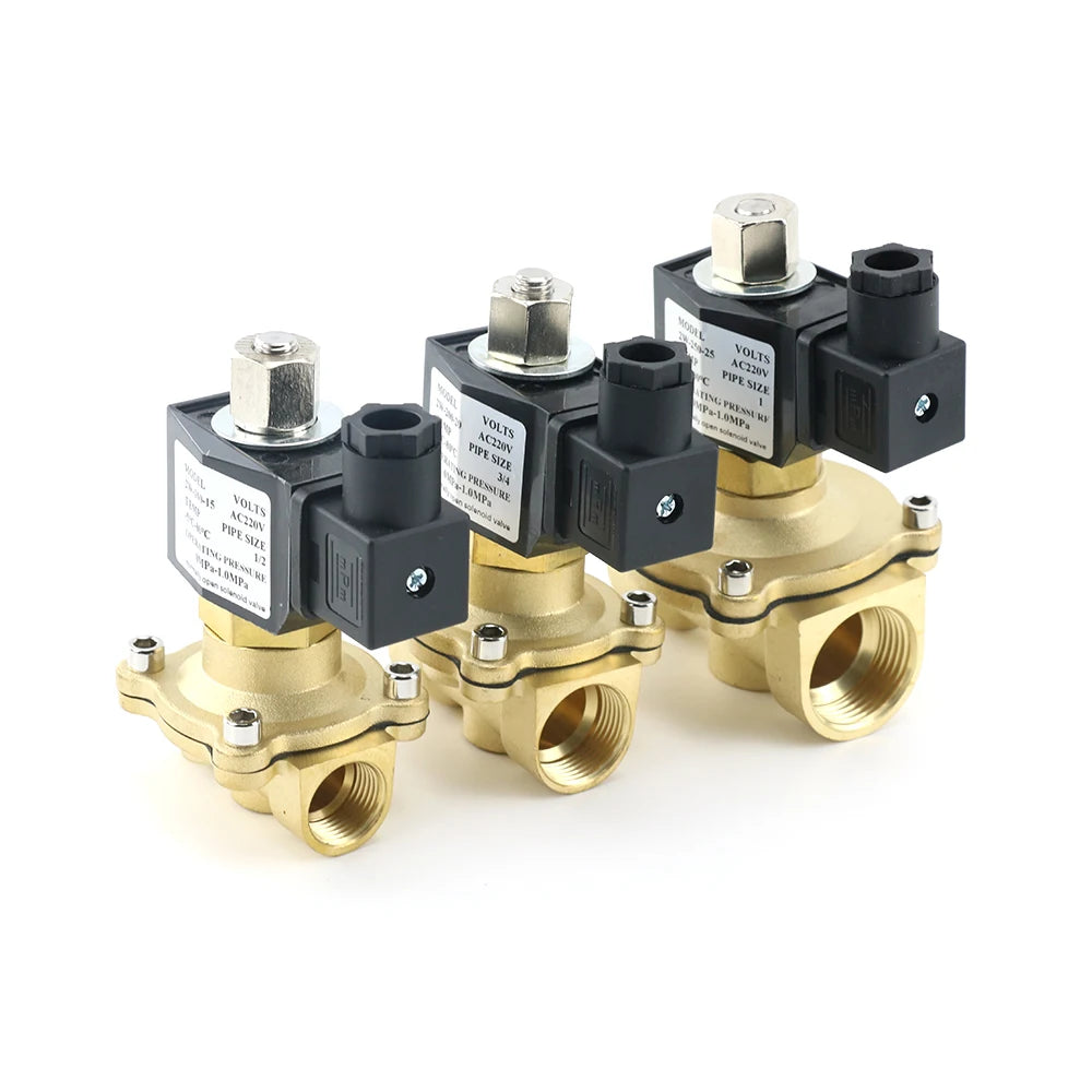 DN15 DN20 DN25 1/2" 3/4" 1" Normally Open Brass Solenoid Valve with NBR/FKM Seal AC220V DC12V DC24V for Water Gas Oil Air