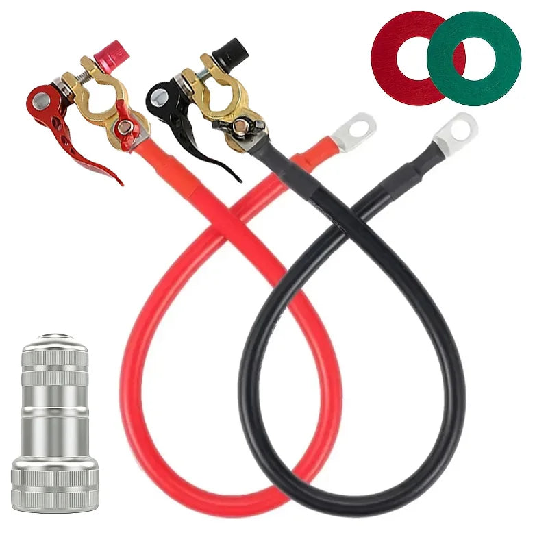 Universal10Awg Battery Inverter Cable Kit with Terminal Connector and Post Cleaner for RV Cars Solar Energy Motorcycles Trucks -