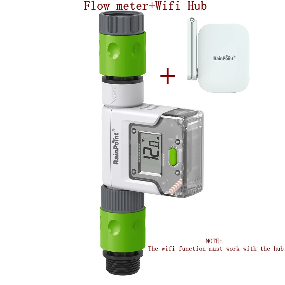 Wifi Digital Water Flow Meter IPX6 3/4" Outdoor Garden Faucet Hose Water Calculate Consumption History Monitor Flow Rate Control