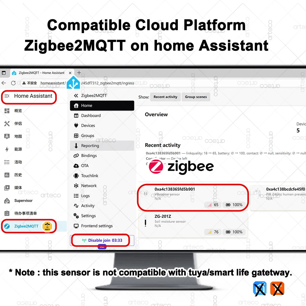 Smart Zigbee 3.0 Vibration Sensor Remote Monitor Home Security Protection Motion Shock Alarm Support Zigbee2Mqtt Home Assistant