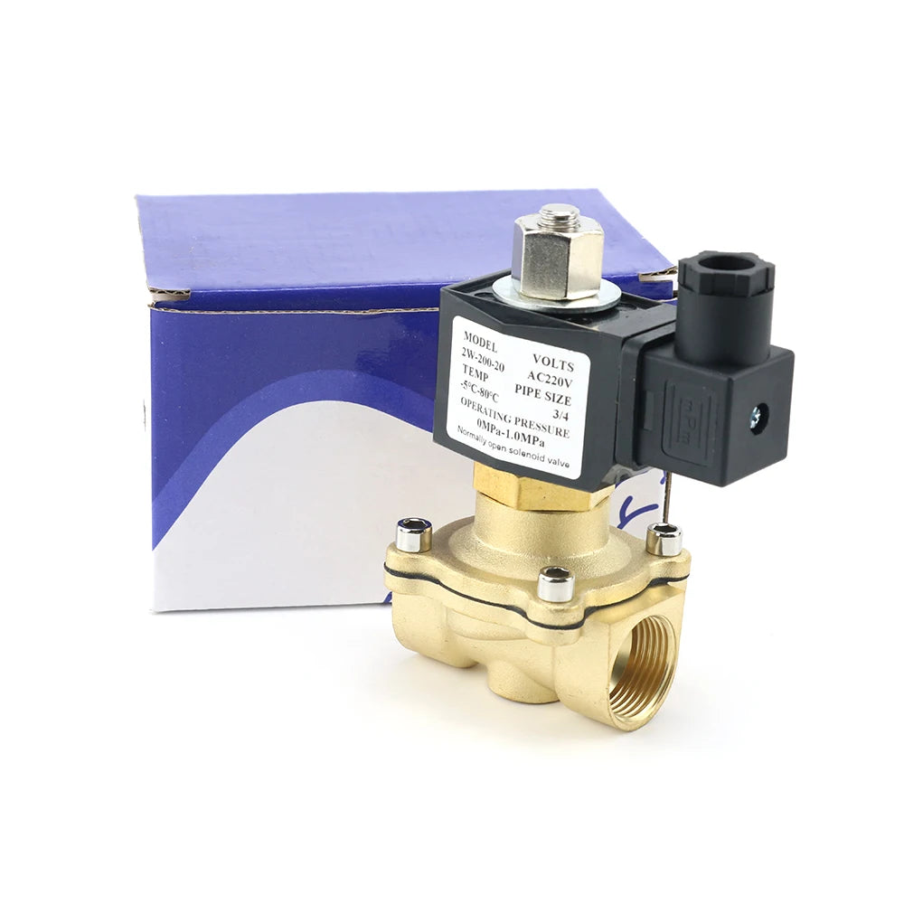 DN15 DN20 DN25 1/2" 3/4" 1" Normally Open Brass Solenoid Valve with NBR/FKM Seal AC220V DC12V DC24V for Water Gas Oil Air