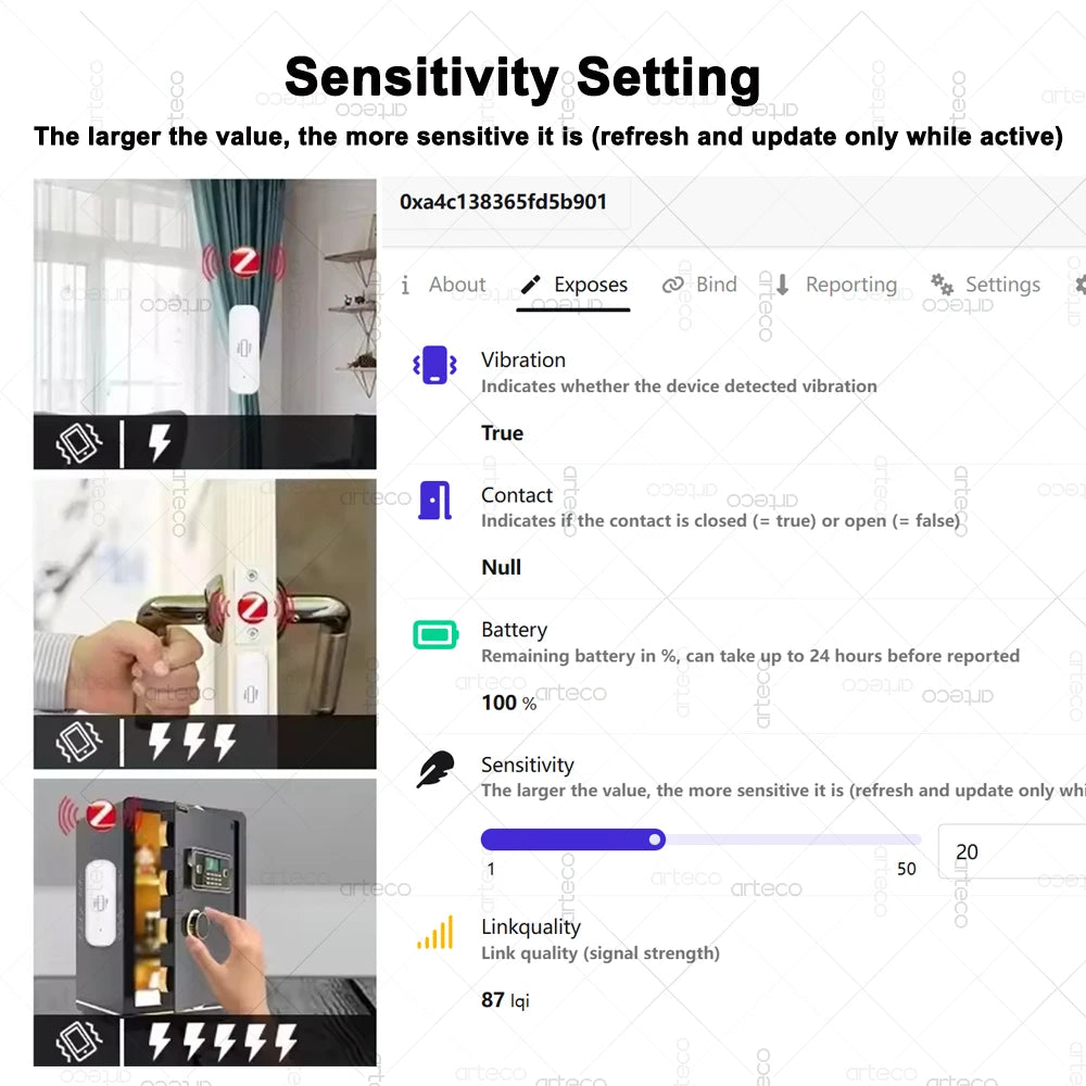 Smart Zigbee 3.0 Vibration Sensor Remote Monitor Home Security Protection Motion Shock Alarm Support Zigbee2Mqtt Home Assistant