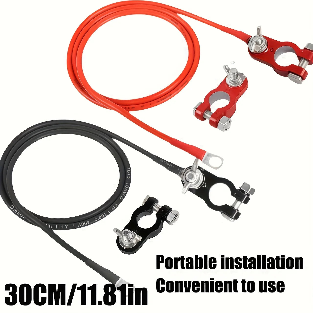 10AWG Battery Inverter Cable with Ring-Shaped Terminal Connector Automotive Battery Connection Cable for Cars Trucks Motorcycles