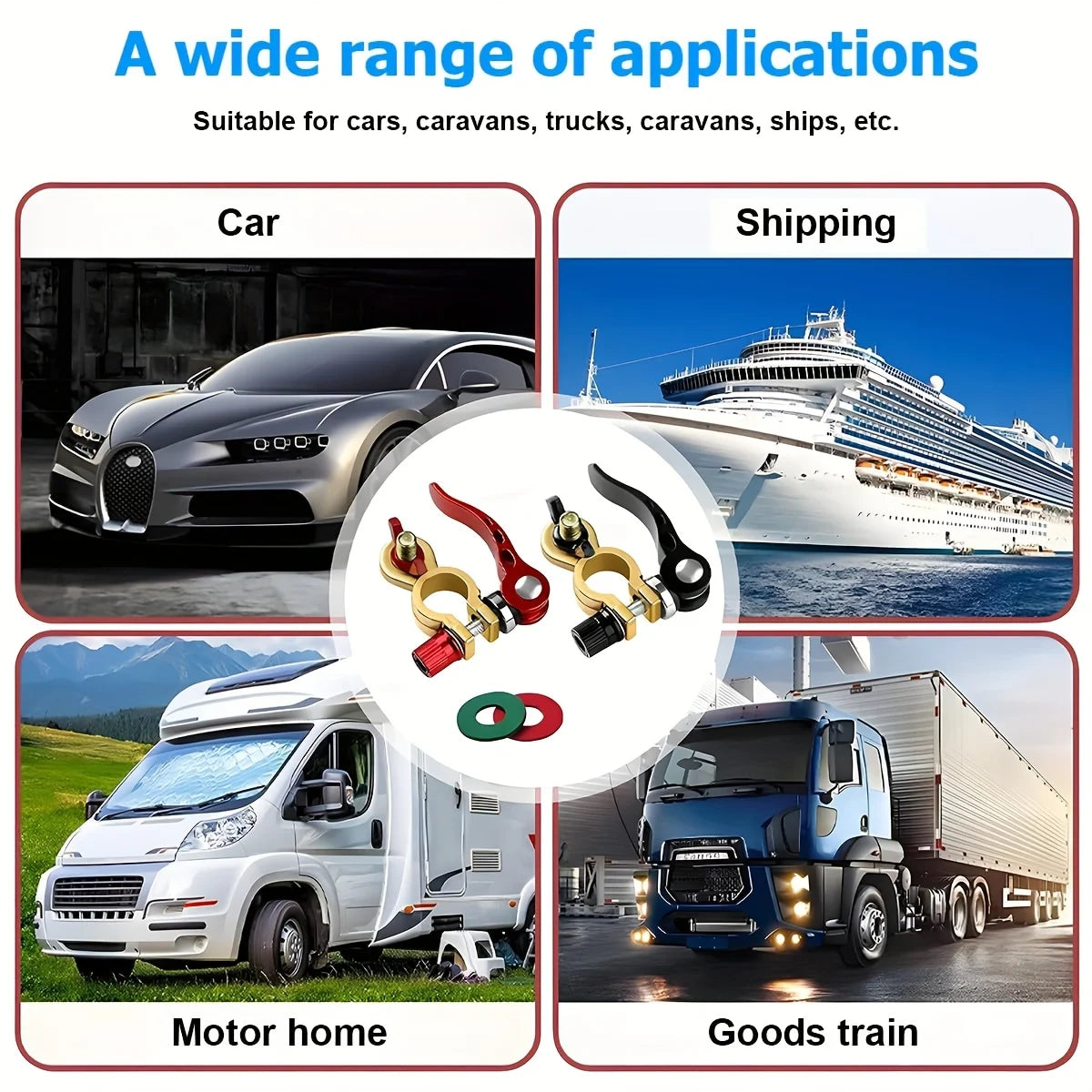 Universal10Awg Battery Inverter Cable Kit with Terminal Connector and Post Cleaner for RV Cars Solar Energy Motorcycles Trucks -