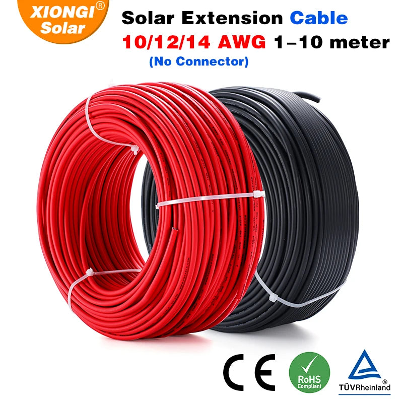 Solar Pv Cable Panel Stecker Wire 2.5/4/6Mm2 with 1/2/3/5/8/10/15/20/30M Solar PV Wires Connectors 10/12/14 AWG