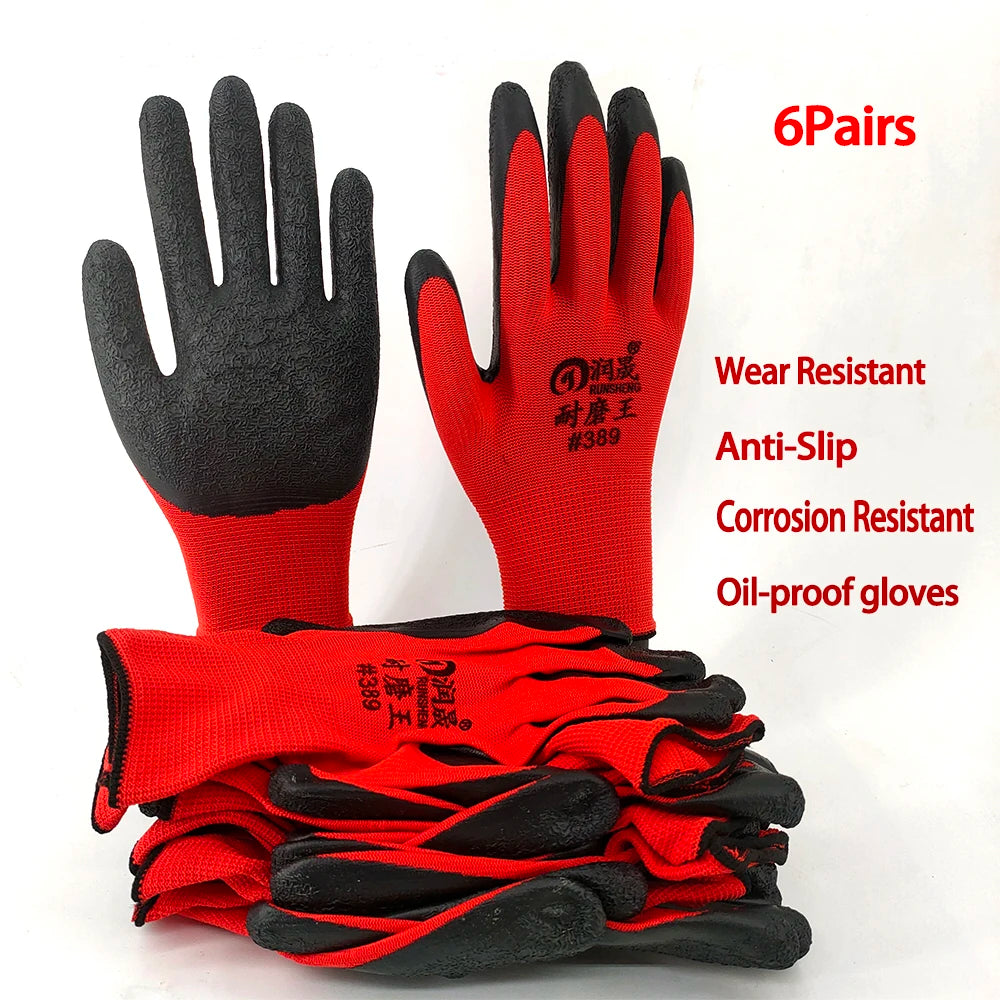 6 Pairs Work Gloves Resistant anti Slip Professional Working Protective Gloves Men Women Gardening Construction Mechanic Factory