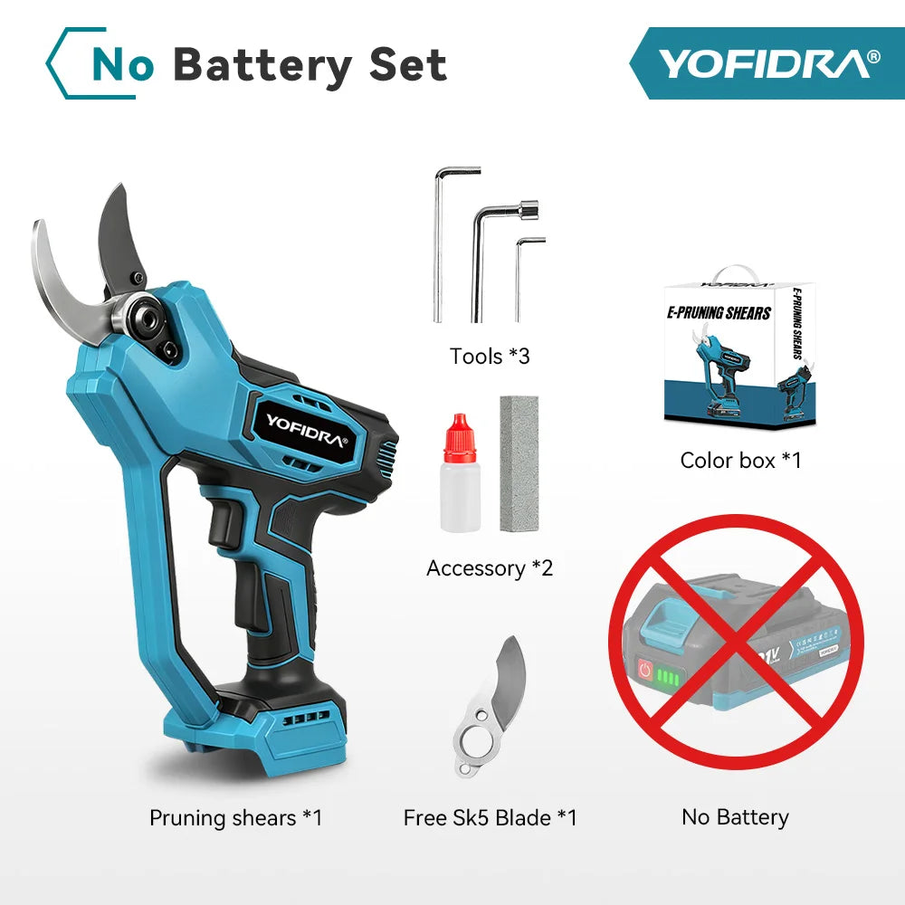 60MM Brushless Electric Pruner Shear Automatic Speed Control Cordless Scissors Garden Cutter Tool for Makita Battery Pin