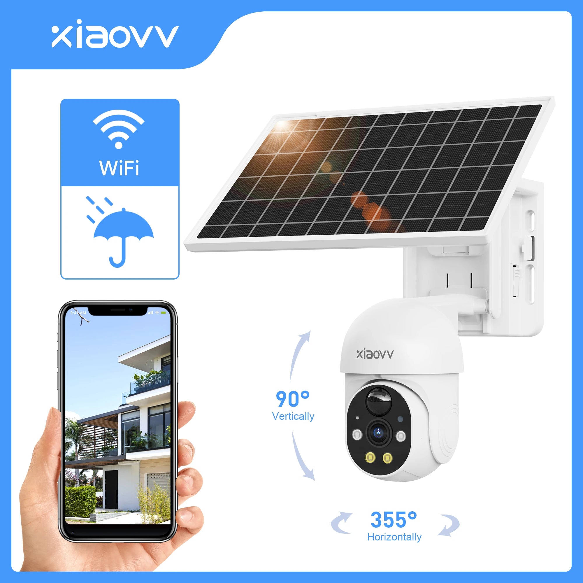 XIAOVV 4G WIFI 6MP Surveillance Smart Security Camera Solar Charging IP65 Waterproof Human Tracking Full Color Night Vision