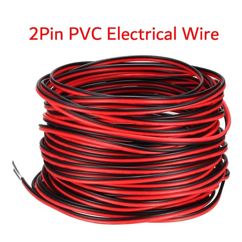 DC12V 2Pin Extension Electrical Power Wire 5M~100M Red Black Connect Cable 18 20 22 AWG PVC Copper Cord Line for LED Strip Light