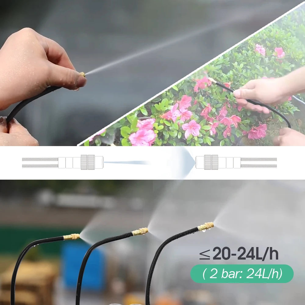 30M-5M DIY Free Bending Universal Sprayer Kit 8Mm Hose Patio Misting Cooling System for Garden Plant Fogging Watering Irrigation
