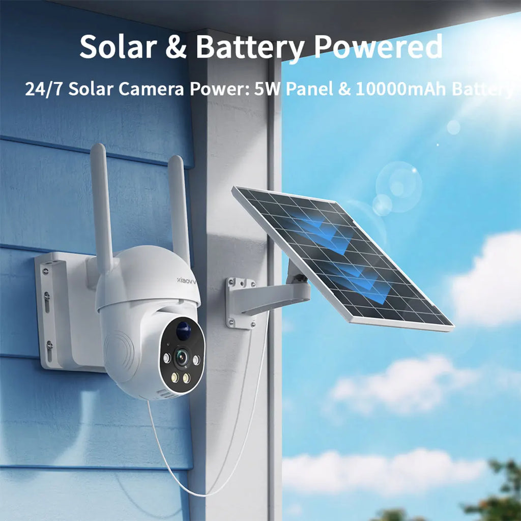 XIAOVV 4G WIFI 6MP Surveillance Smart Security Camera Solar Charging IP65 Waterproof Human Tracking Full Color Night Vision