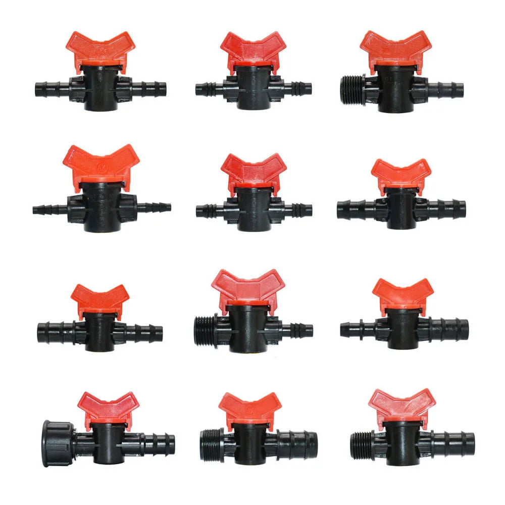 Mini válvula de púas para manguera de 4/8/10/12/16/20/25mm, conectores de púas para grifo de jardín con rosca de 1/2 3/4 pulgadas, accesorio para sistema de riego por goteo